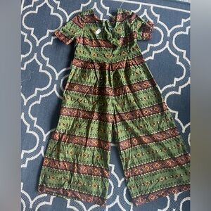 Green Patterned Jumpsuit Empire waist 20” SIZE XL